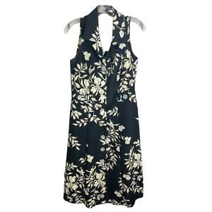 Vintage 90's VIRGO Floral Black Button Front Maxi Dress